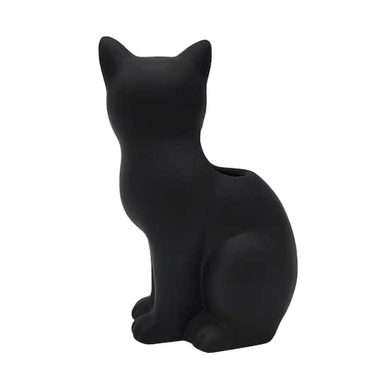 7" Black Cat Ceramic Vase by Ashland®